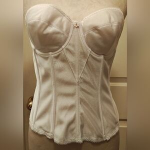 Y2K Dominique Satin Bridal Torsolette Corset Top w Boning & Flower Detail.